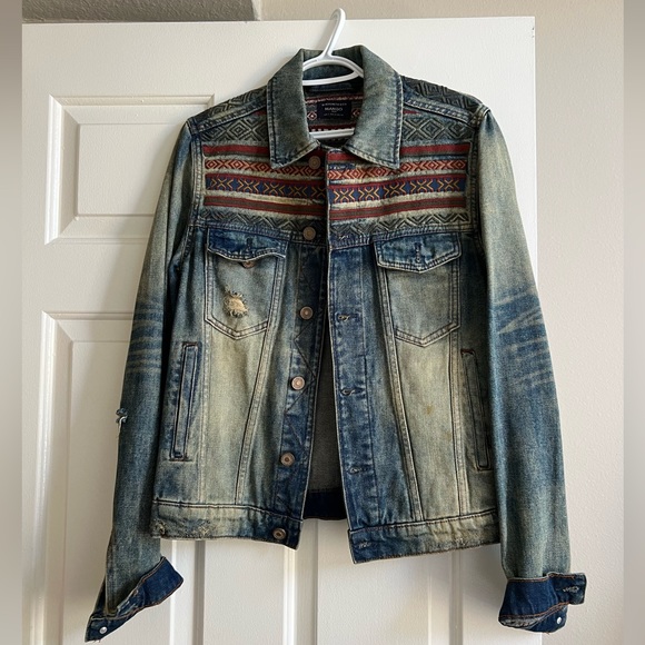 Mango Vintage/Distressed Jean Jacket / Size S - Picture 1 of 2
